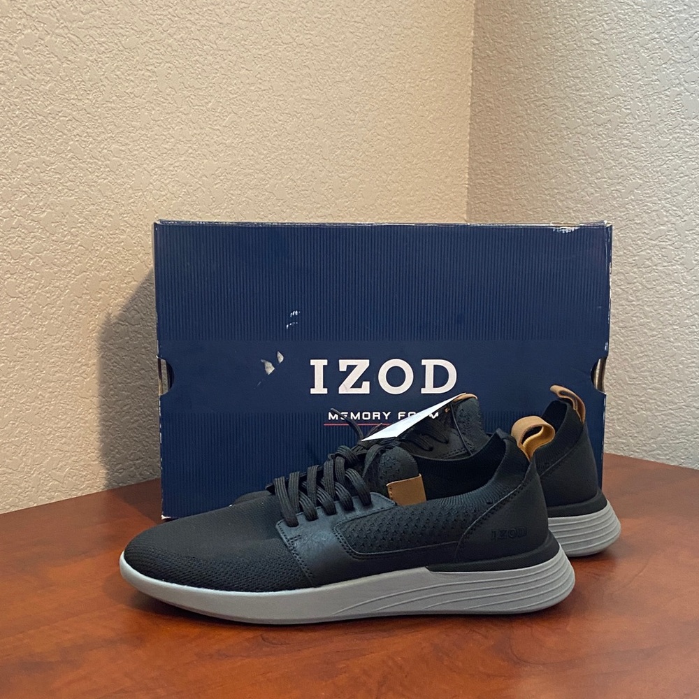 ( CLEAR OUT PRICE!!)IZOD BANNISTER Men's Shoes Black Memory Foam Flex Outsole /8